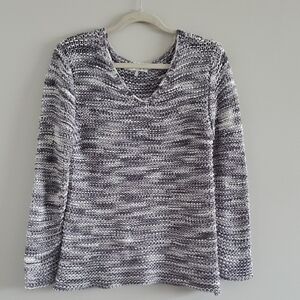 Oak + Fort Women Gray and White Chunky Knit Acrylic Long Sleeves Sweater Sz S
